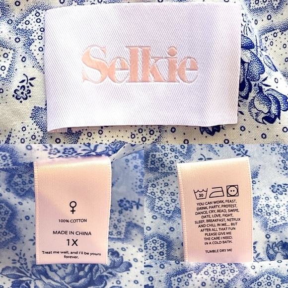 Selkie Mary Jane Puff Dress Cottagecore Milkflower Blue White Size 1X EUC - Picture 6 of 13